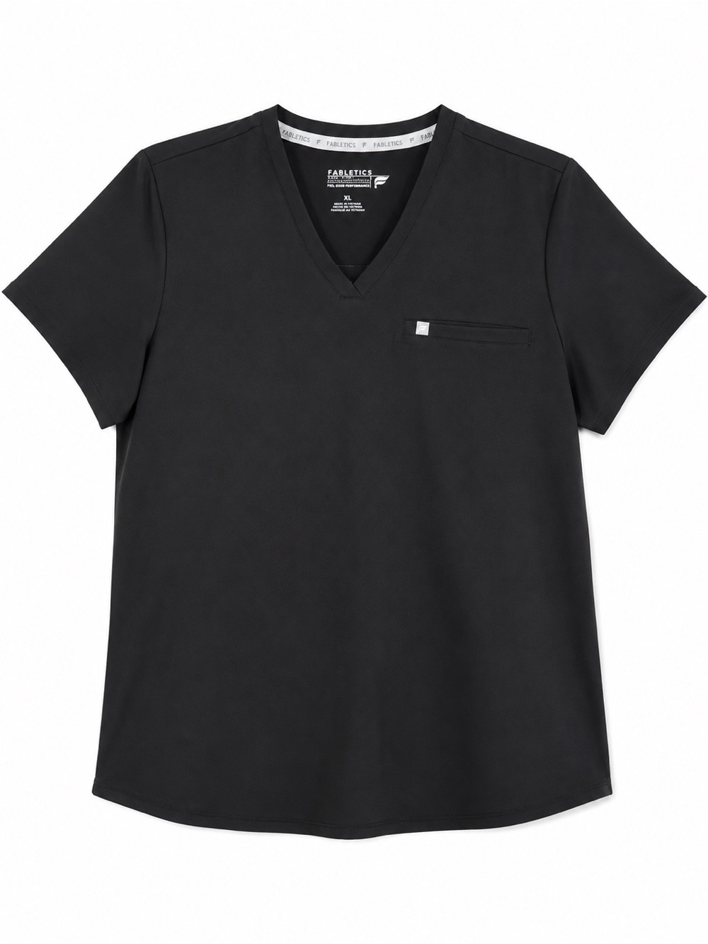 Fabletics Vital 1 Pocket Women’s Black Solid V Neck Medical Scrub Top XL